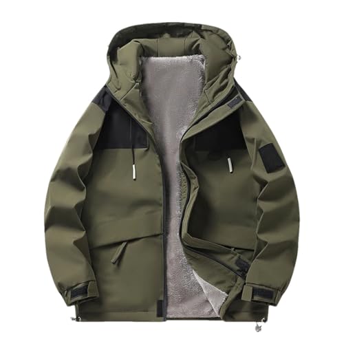 Men Hiking Jackets Outdoor Camping Coats All-Match Hooded Winter Thicken Warm Outerwear army EN8 3XL