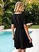 Simplee Womens Summer Denim Dress Casual Short Sleeve Mini Dress Boho Beach Flowy Tiered Short Jean Dresses with Pockets,Denim Black,M