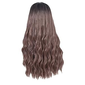 YOCIA Natuurlijke pruik golvende krullende damespruik lange damespruik – natuurlijke krullende pruik voor dames bruin…