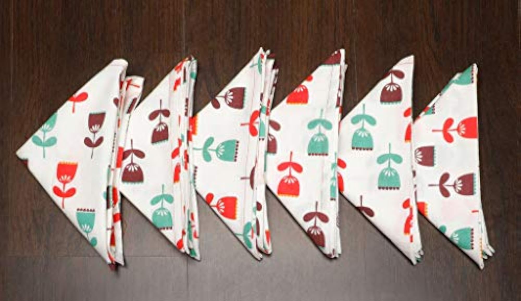 Floral Printed Red Table Cover with Place Mat & Napkin (Pack of 19)