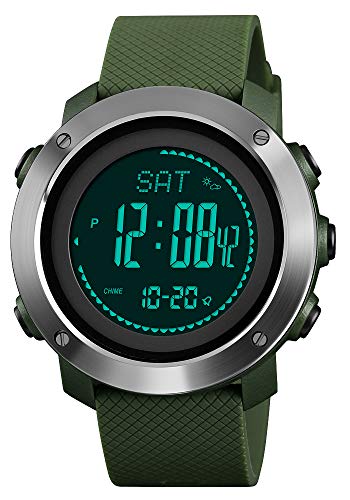 Rubber Strap Mens Watch Multifunction Sport Watch Green/Silver