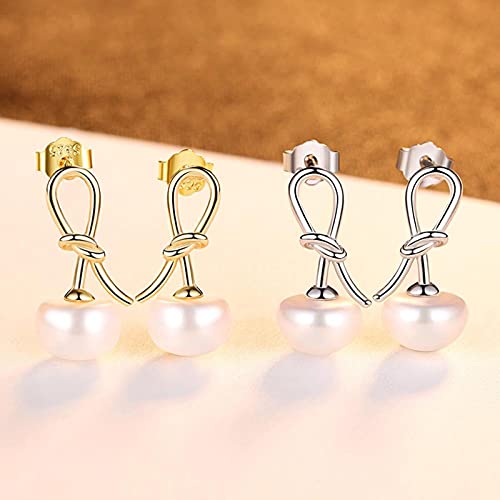 Boucles d'oreilles nœud papillon argent 925 anti-allergie avec perles naturelles délicates