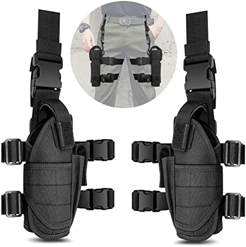 Drop Leg Holster - UniqueFire Left Hand & Right Hand Adjustable Universal Waterproof Pistol/Gun Drop Puttee Leg Thigh Holster Pouch Holder (Left + Right)