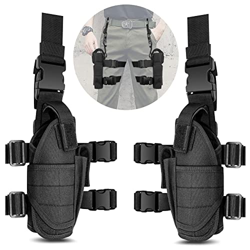 Drop Leg Holster - UniqueFire Left Hand & Right Hand Adjustable Universal Waterproof Pistol/Gun Drop Puttee Leg Thigh Holster Pouch Holder (Left + Right)