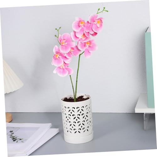 Pot orchidées drainage optimisé et aération céramique blanche Milisten - 7