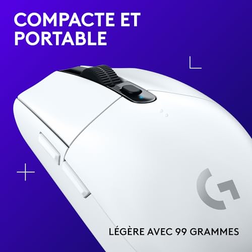Logitech G G305 Souris Gamer sans Fil, Capteur Gaming Hero, 12 000 PPP, Ultra-Léger, 6 Boutons Programmables, Batterie Longue Durée, Mémoire Intégrée, Compatible avec PC/Mac - Blanche
