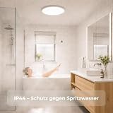 LQWELL® Lampa sufitowa LED, IP44 wodoodporna lampa łazienkowa okrągła płaska 36W 6000K 4320LM nowoczesna prosta lampa cienka do salonu sypialni kuchni biura, 400 * 24mm