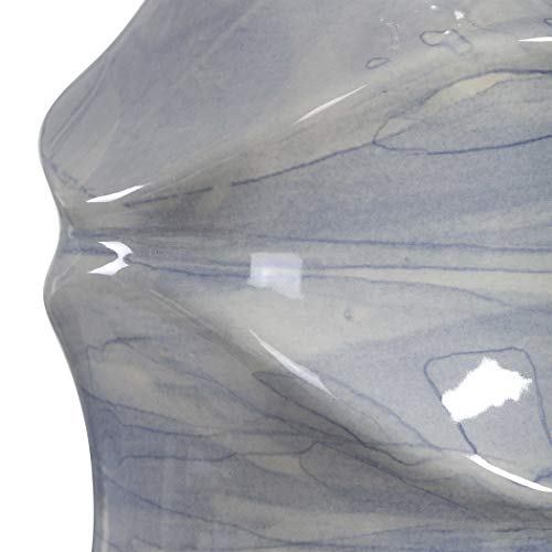 MY SWANKY HOME Luxe Blue White Waves Sculpted Ceramic Table Lamp Wavy Cobalt Drip Glaze Coastal - Image 5