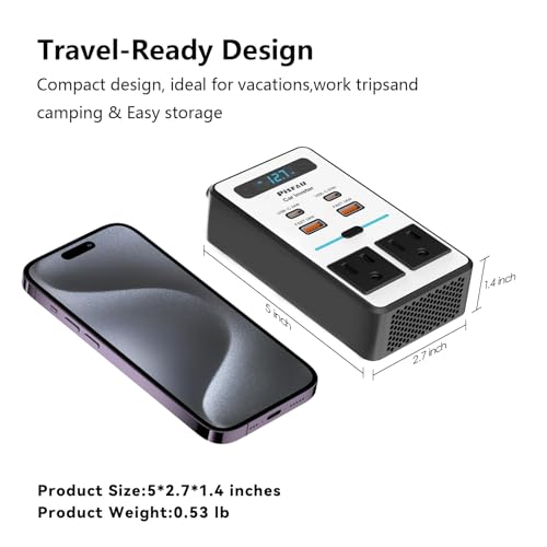 Image of 200W Car Power Inverter DC 12V to 110V AC,Cigarette Lighter Adapter Plug with [65W USB-C] /USB-Fast Charger 24W /Multiple USB /Laptop car Charger with Voltage Display
