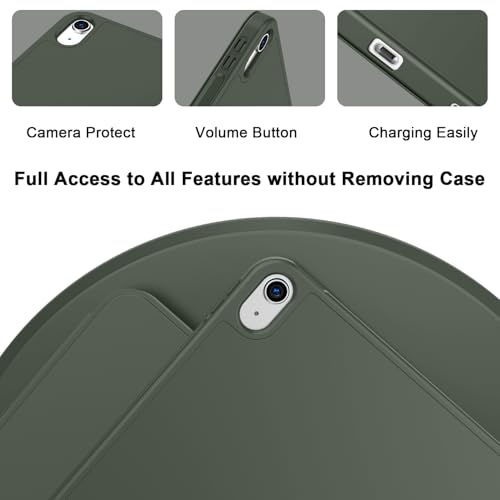 Image of ToaPoia Case for iPad (A16) 11 Inch 2025 /iPad 10th Generation 10.9 Inch 2022, Slim Trifold Stand Protective Cover with Pencil Holder and Soft TPU Back,Support Auto Sleep /Wake (Dark Green)