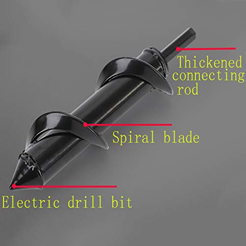 Jayzod 4"X12" Solid Auger Drill Bit For Planting，Garden Auger Spiral Drill Bit,Bulb & Bedding Plant Augers,Plants Drill Bit For 3/8” Hex Drive Drill Light Black #TOP2