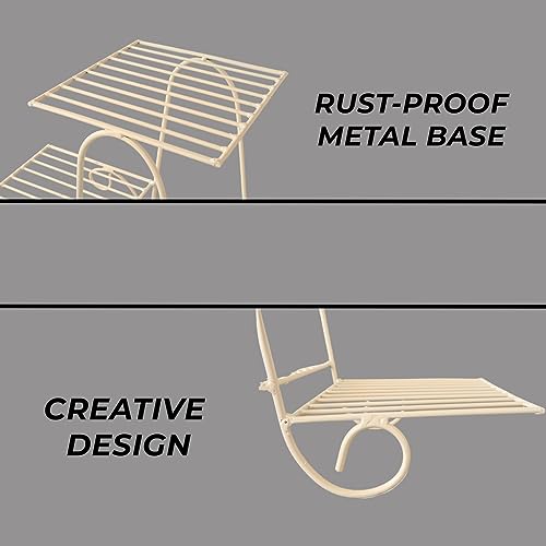 TrustBasket Marvel Planter Stand (Ivory) | Metal Pot Stand for multiple plants | Indoor/Outdoor | For Balcony, Living Room Decor | For 6 Planters