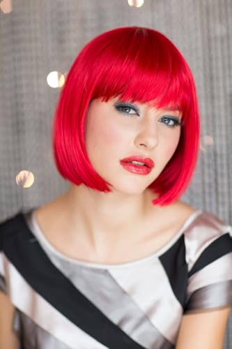 Perruque bob rouge vif Maisy changer de couleur sans abîmer vos cheveux