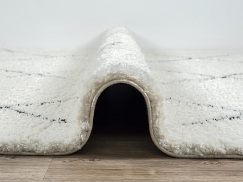 the carpet Bahar Shaggy eleganter Designer Teppich Wohnzimmer, weicher & pflegeleichter Hochflor Wohnzimmerteppich in Creme-Schwarz 160 x 230 cm - 5