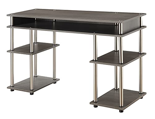 Convenience Concepts Designs2Go No Tools Desk Home Office Desk with Shelves, Corner Shelf Vanity Desk Computer Desk Nail Table for Nail Tech - 47.25