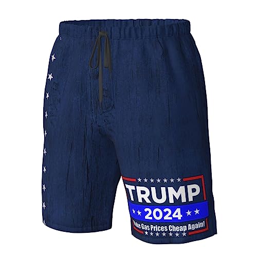 Make Gas Prices Cheap Again Tru-mp 2024 Men's Swimwear Swimsuits Solid Basic Long Swim Sport Trunks Board Shorts 5