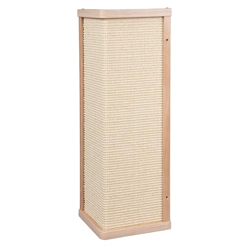 Kratzbaumland Premium-Eck-Kratzbrett aus Buchenholz mit austauschbarem Sisalteppich, nachhaltig, wandmontage für Katzen (70 cm - Sisal Natur)