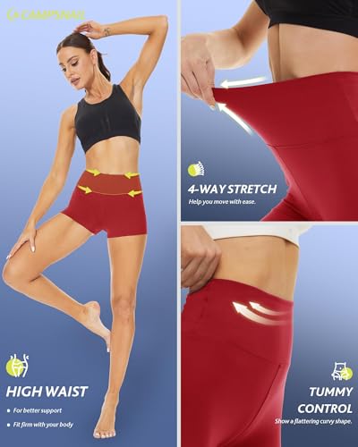 CAMPSNAIL Workout Biker Shorts Women - 3"/5"/8" High Waisted Tummy Control Spandex Booty Volleyball Shorts for Yoga Dance