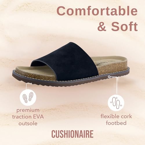 CUSHIONAIRE Ritual Suede Slides for Women, Slip On Womens Sandals with Cushioned Footbed and Arch Support,2