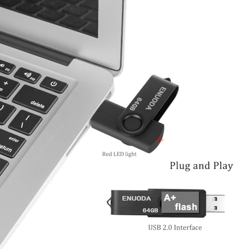 Image of 64GB Flash Drive ENUODA 1 Pack Thumb Drive 64GB USB 2.0 Memory Stick Jump Drive Pen Drive for File Storage and Data Transfer (Black)