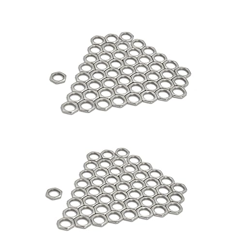 ERINGOGO 2セット エレキギターアクセサリー 亜鉛合金 細 ナット 軽量 薄型ナット ギター ベース ソケット ジャック用 50個*2