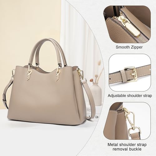 Image of LAORENTOU Women Crossbody Handbags Genuine Leather Satchel Handbags for Women Top-handle Shoulder Tote Purses