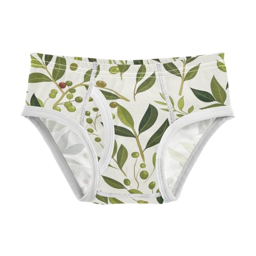 KLL Green Branch Olive Seamless Pattern Toddler Boy Soft Athletic Underwear Breathable Undies