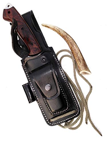 Ottoza Custom Handmade Black Leather Knife Sheath for Tracker Knife - Bushcraft Knife