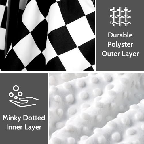 Image of DILIMI Baby Car Seat Cover, Minky Warm Car Seat Covers for Babies, Peekaboo Opening Infant Car Seat Cover, Nursing Cover Carseat Canopy, Black Checkered