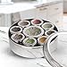 KSJONE Large Spice Container Masala Dabba With 9 Compartments, Masala Box, Spice Container Box, Stainless Steel Spice Box Indian Masala Dabba with Transparent Lid