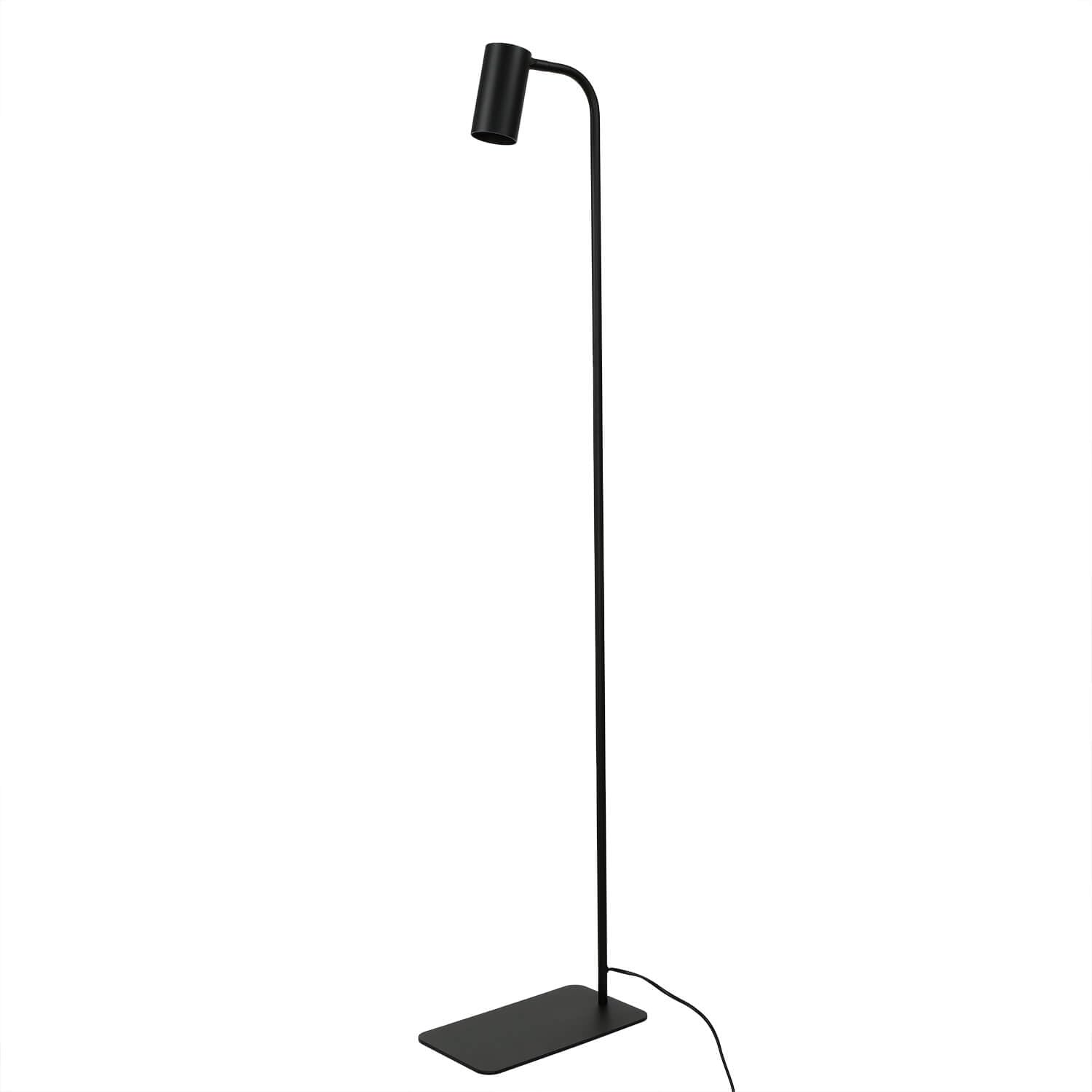 Licht-Erlebnisse Kleine Stehlampe Wohnzimmer, Schwarz, Metall, Steh Leselampe, Spot, schwenkbar, Kabelschalter, GU10, minimalistisch, Schlafzimmer, Leseleuchte