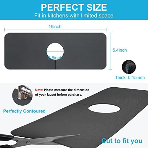 Professional Sink Faucet Mat, Water Splash Guard For Sink Faucet, Absorbent Sink Drip Catcher, 15" Ternal Sink Mat, Dish Drying Pad Behind Faucet, Drip Mat For Kitchen Bathroom, Farmhouse, Rv- 2Pack #TOP1