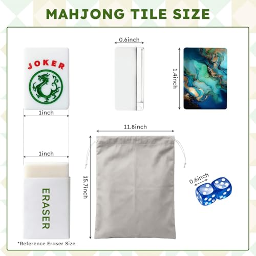 Set de Mahjong Americano con 166 Fichas Acrílicas y Accesorios miniatura 2
