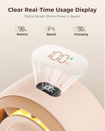 Image of SWEETFULL Baby Stroller Fan - 4000mAh Rechargeable 4-Speed Quiet with LED Display & Night Light, Mini Portable 360 Clip On Safe Fan for Car Seat, Crib, Travel - Brown