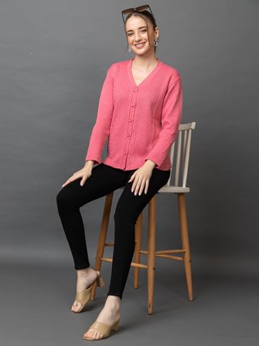Image of Wear lusso Women Woolen V Neck Casual Wear Stylish Cardigan Sweaters for Winter with Side Pocket | Cozy and Warm Winter Sweater for Girls /Ladies