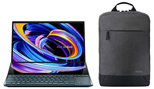 Image of ASUS Zenbook Pro Duo 15 OLED (2022), 15.6 inch (39.62 cms) 4K OLED Touch, Core i7-12700H 12th Gen, Dual Screen Laptop, UX582ZM-H701WS + BP1504 15.6 inch (39.62 cms) Backpack (Black)