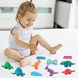 Qunkun Akcesoria do ciasta, 12 sztuk plasteliny Dinozaur pasta modelująca do plasteliny, foremki do plasteliny dla dzieci, akcesoria do makaronu zabaw dla chłopców i dziewcząt 3 4 5 6 lat