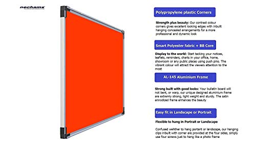 Image of Nechams Fabric Notice Board /Pin-up Board /Bulletin Board /Soft Board for Office, School and Home - Hexa-Lite Series (Red 3x2ft / 90x60cm)(Pack of 4)