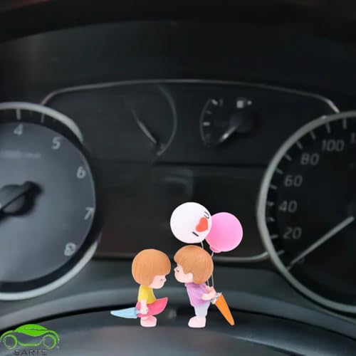 Image of SARTE Car Dashboard Toys - Adorable Couple Figurine with 1 Boy and 1 Girl Balloon, Perfect Car Decoration and Gift for Car Lovers, Includes 4 Resin Adhesive Stickers (Random Color)
