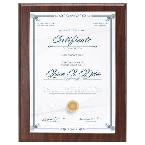 Ditwis Marco A4 Marrón Vintage, Marco de Acrílico Transparente y MDF para Certificados, Documentos y Fotos (21x29,7 cm), para Colgar en la Pared