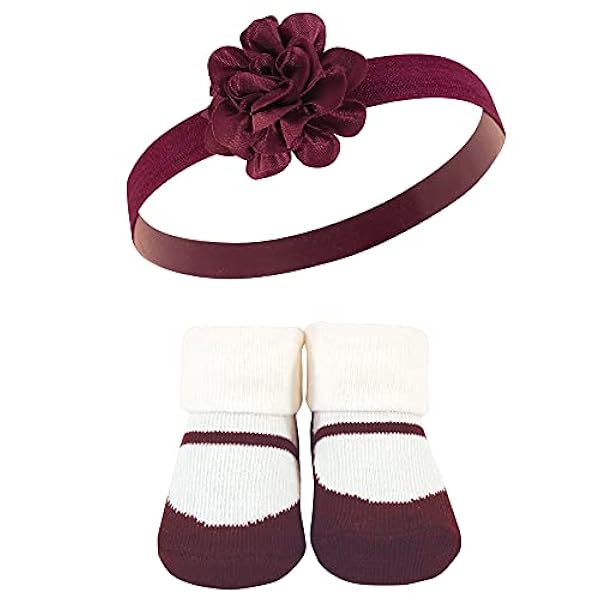 Hudson Baby Spädbarn flickor pannband och strumpor presentpapper, vinröd leopard, en storlek