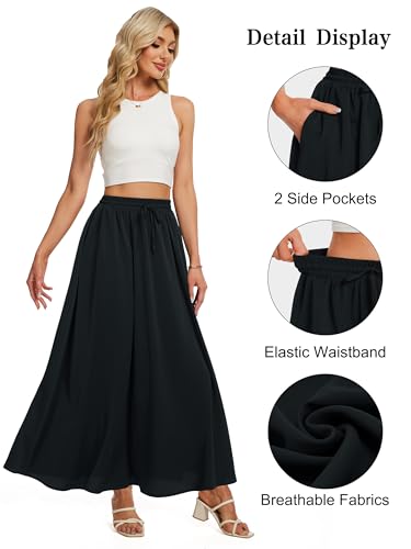 Tapata Women's Extra Long Maxi Skirts for Tall/Petite with Pockets Pleated A-Line Summer Flowy Skirt Casual Beach Wear4