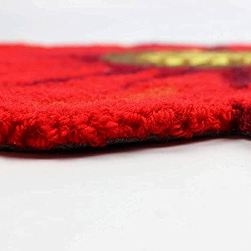 Sunflower Rug For Kitchen Bathroom Bedroom Living Room - Hand Woven Round Flower Floor Mat Modern Area Rugs Runner, Red #TOP5