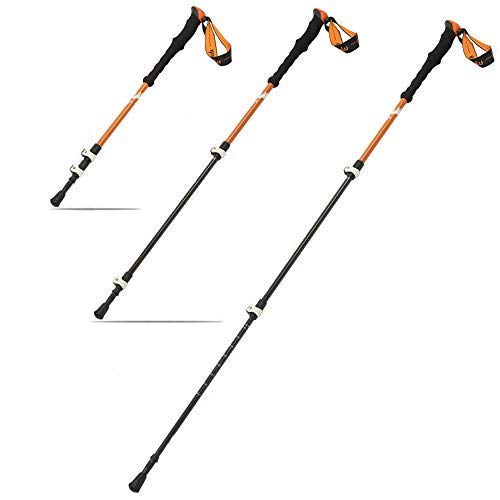 Bâtons de randonnée télescopiques Pliables et réglables avec poignée Ergonomique, Parfaits pour la randonnée, Le Camping, l'alpinisme et la Marche (Lot de 2).