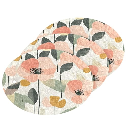 BOESI Graffiti Abstract Flower Wood Pulp Sponge Kitchen Scrubbing Sponge Absorbent, Strong Adsorption for Kitchen Cleaning 3 pcs.
