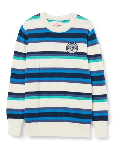 Pull garçon Vingino Macao pull over en maille bleue col rond enfant