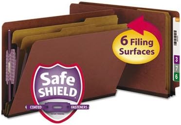 (3 Pack Value Bundle) SMD29860 Pressboard End Tab Classification Folders, Legal, Six-Section, Red