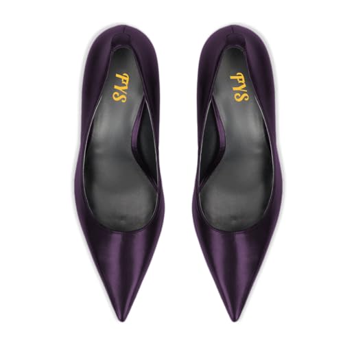 FYS Women's Pointed Toe Slip on Pumps Gold Block Mid Heels Office Formal Party Event Shoes Size 4-16 US4