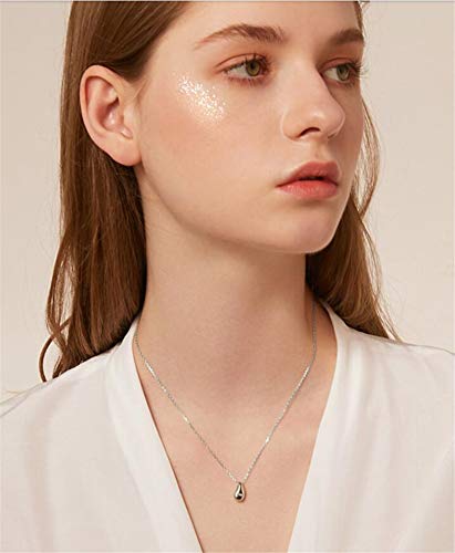 Dainty Teardrop Necklace for Women Girls Sterling Silver Minimalist Simple Tiny Oval Bead Beans Pear-Shaped Pendant Choker BFF Necklace Fashion Adjustable Chain 18" Jewelry Wedding Birthday Gift3