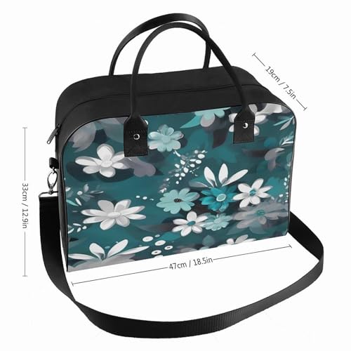 Bolso Tote Floral Gris Azulado y Blanco con Correa Ajustable miniatura 2